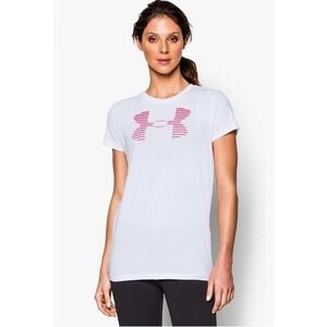 Under Armour Women's T-Shirt XS Big Logo White Pink